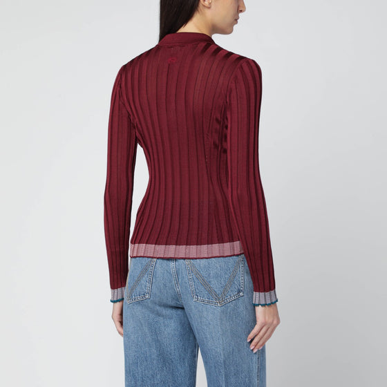ETRO Ribbed burgundy polo