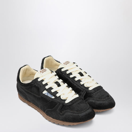 AUTRY Black Windspin sneakers in pony hair