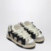 Santha Model 1 cream/navy blue mesh and suede sneaker
