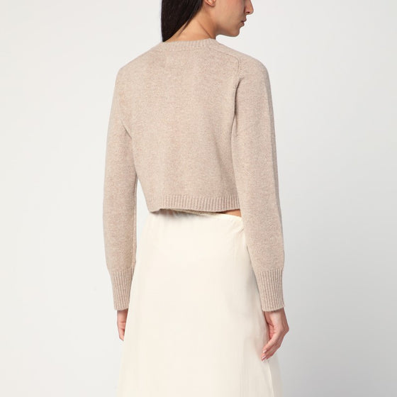 Loulou Studio Beige cropped cardigan in cashmere