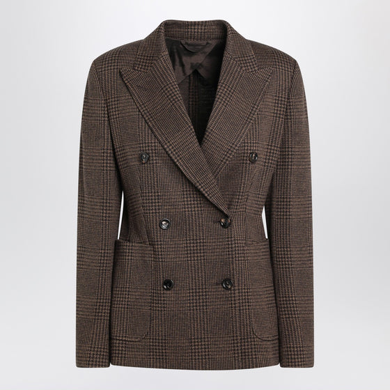 Max Mara Brown Prince of Wales double-breasted jacket