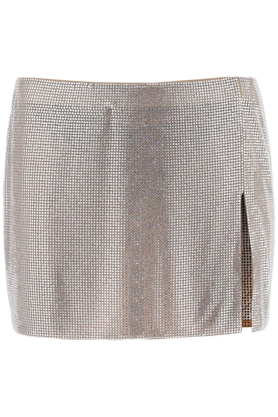 Giuseppe di morabito mini skirt in mesh with crystals all-over