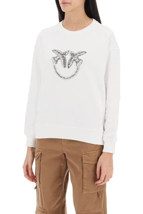 Pinko nelly sweatshirt with love birds embroidery