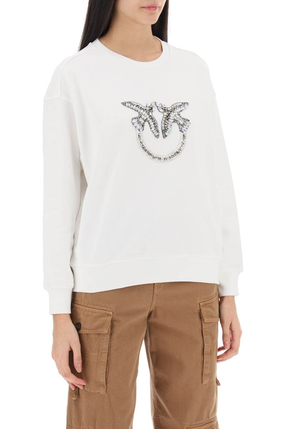 Pinko nelly sweatshirt with love birds embroidery