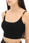 Versace 'la greca' knitted cropped top