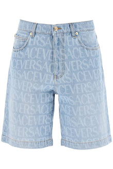  Versace allover versace denim shorts