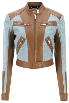  Versace 'versace allover' lamb leather biker jacket