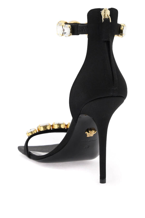 Versace satin sandals with crystals