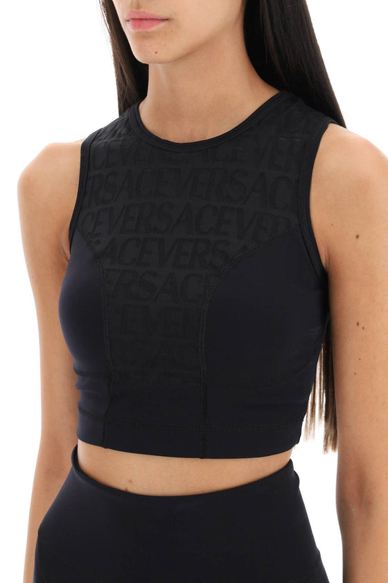 Versace sports crop top with lettering