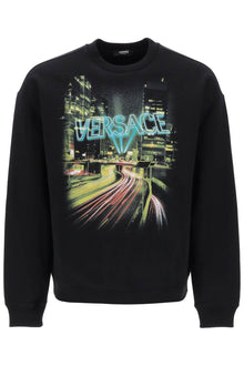  Versace crew-neck sweatshirt with city lights print