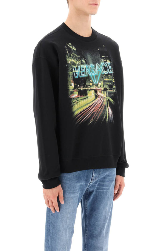 Versace crew-neck sweatshirt with city lights print