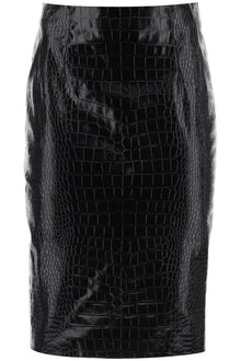  Versace croco-effect leather pencil skirt