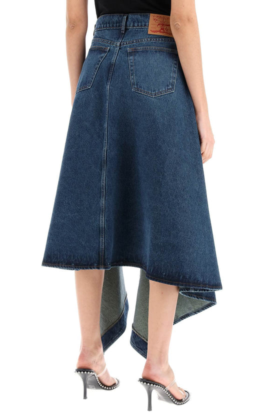 Y project denim midi skirt with cut out details