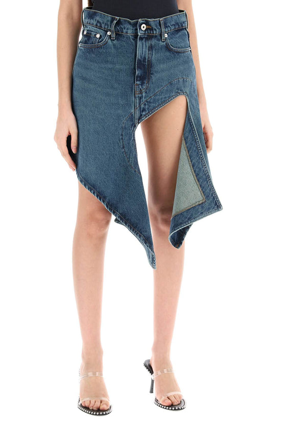 Y project denim mini skirt with cut out details