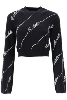  Rotate sequined logo cropped sweater