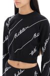 Rotate sequined logo cropped sweater