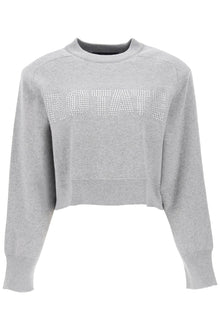  Rotate cropped sweater with rhinestone-studded logo