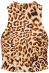 Rotate leopard print jersey crop top