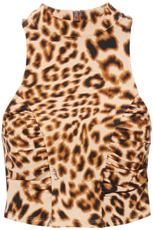  Rotate leopard print jersey crop top
