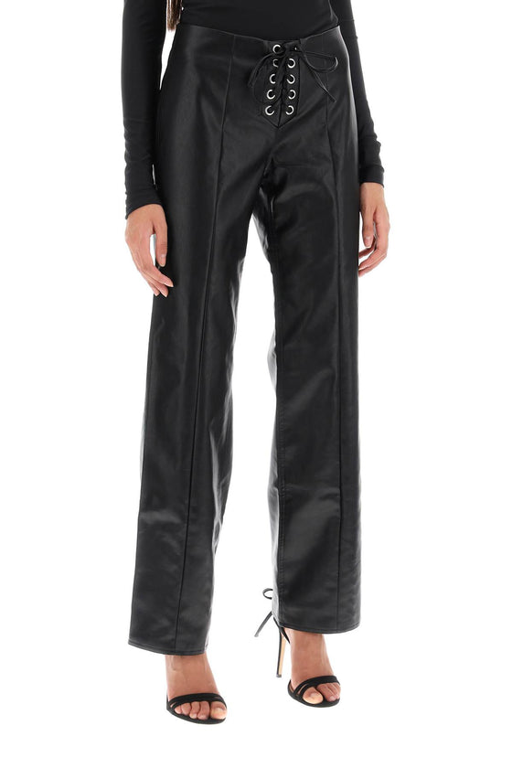 Rotate straight-cut pants in faux leather