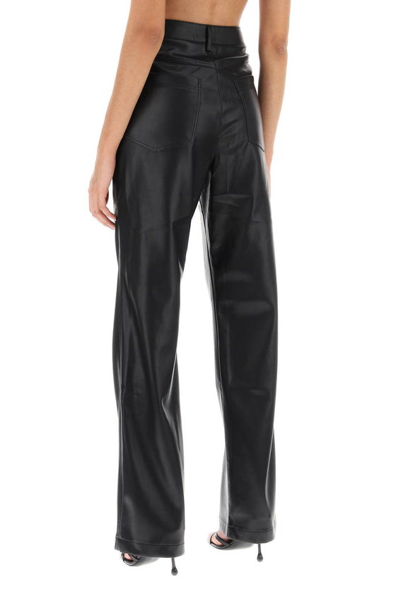 Rotate embellished button faux leather pants