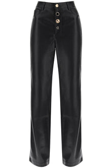  Rotate embellished button faux leather pants