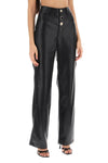 Rotate embellished button faux leather pants