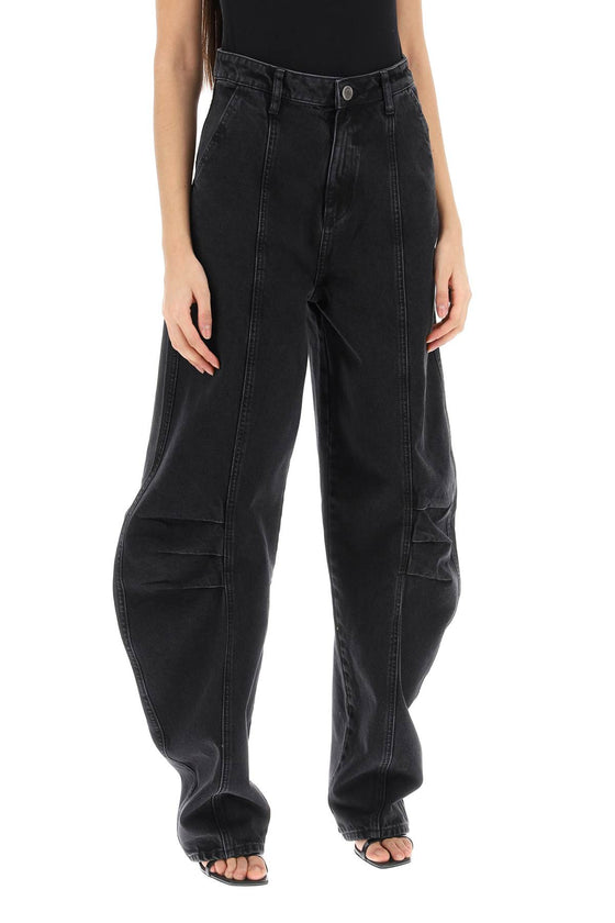 Rotate baggy jeans with curved leg