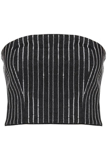  Rotate cropped top with sequined stripes