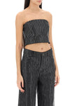 Rotate cropped top with sequined stripes