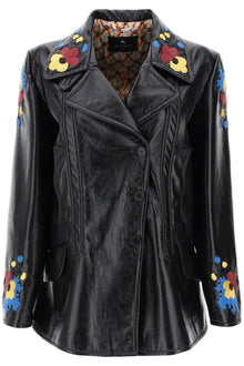  Etro jacket in patent faux leather with floral embroideries