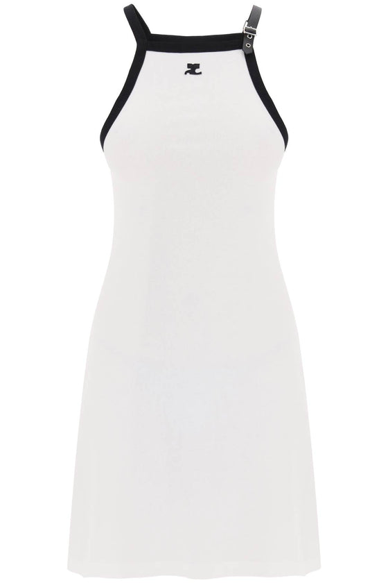 Courreges bicolor jersey mini dress in