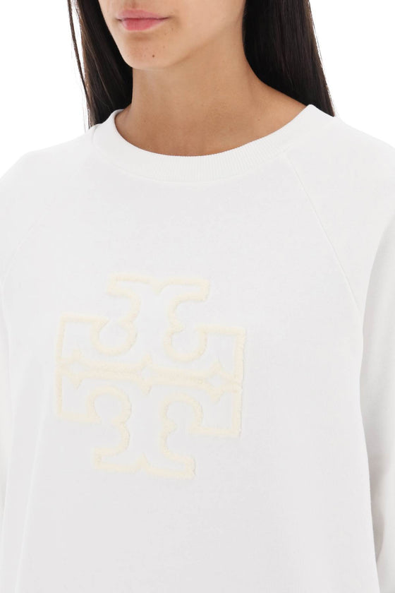 Tory burch crew-neck sweatshirt with t logo