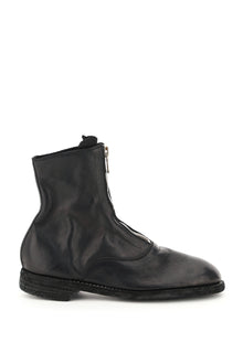  Guidi front zip leather ankle boots