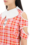 Chopova lowena tartan motif cut-out polo shirt