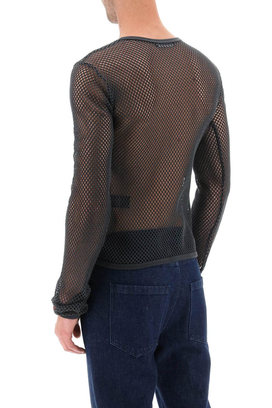 Raf simons long sleeve fishnet knit t-shirt