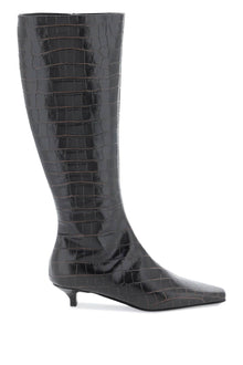  Toteme the slim knee-high boots in crocodile-effect leather