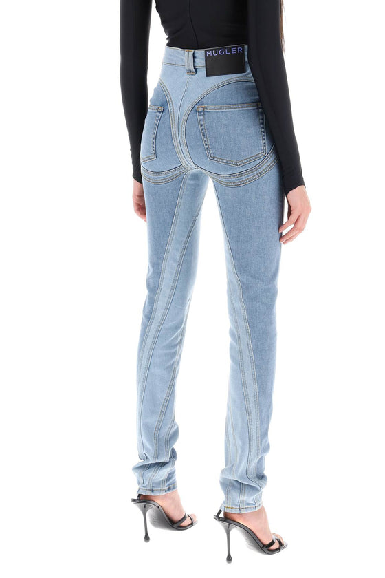 Mugler spiral two-tone skinny jeans