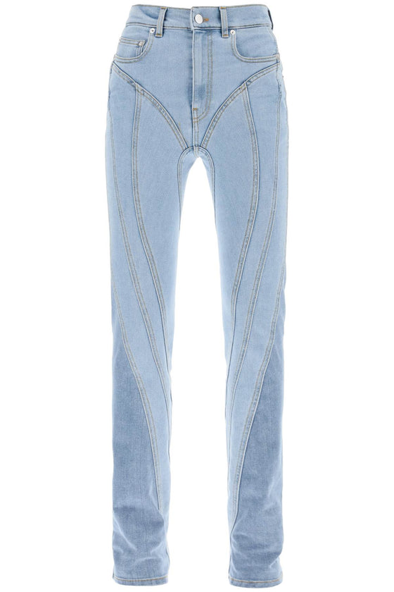Mugler spiral two-tone skinny jeans