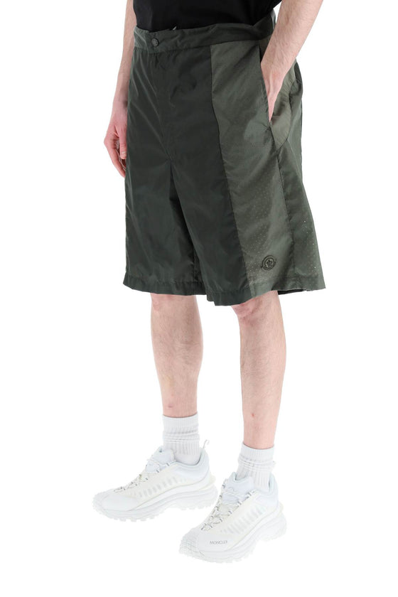 Moncler born to protect perforated nylon shorts