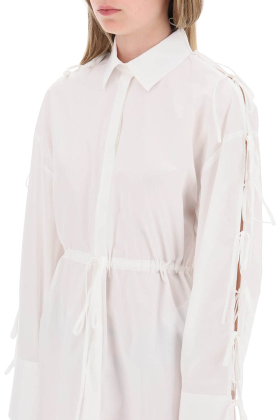 Msgm mini shirt dress with cut-outs and bows