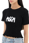 Msgm smocked t-shirt with logo print