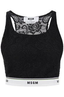  Msgm sports bra in lace with logoed band
