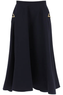  Valentino garavani midi skirt in crepe couture with v gold detailing