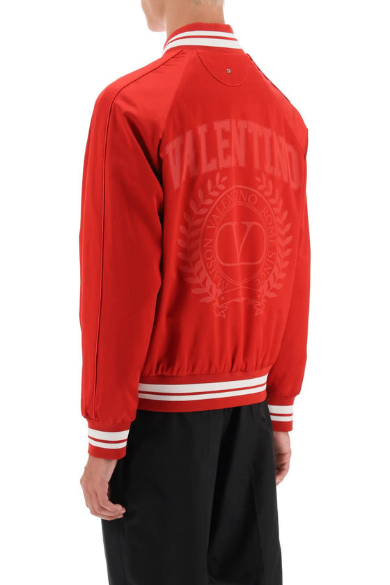 Valentino garavani satin bomber jacket with maison valentino print