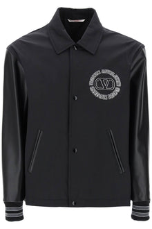  Valentino garavani varsity jacket with leather sleeves
