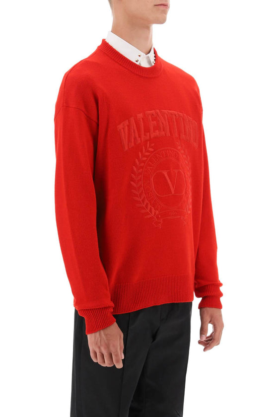 Valentino garavani crew-neck sweater with maison valentino embroidery