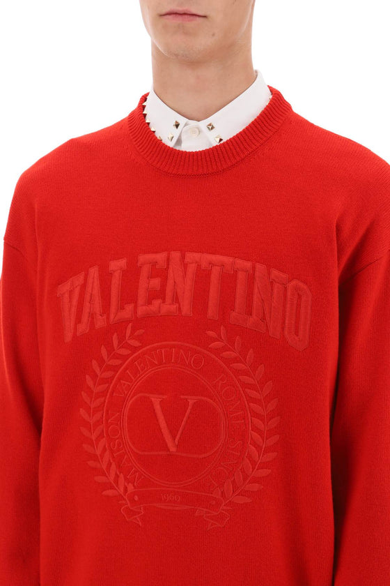 Valentino garavani crew-neck sweater with maison valentino embroidery