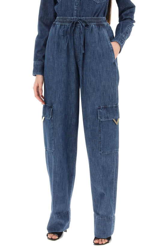 Valentino garavani cargo jeans in chambray denim