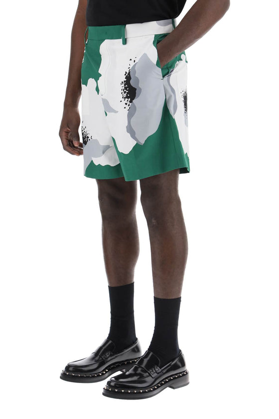 Valentino garavani "flower portrait print poplin bermuda shorts